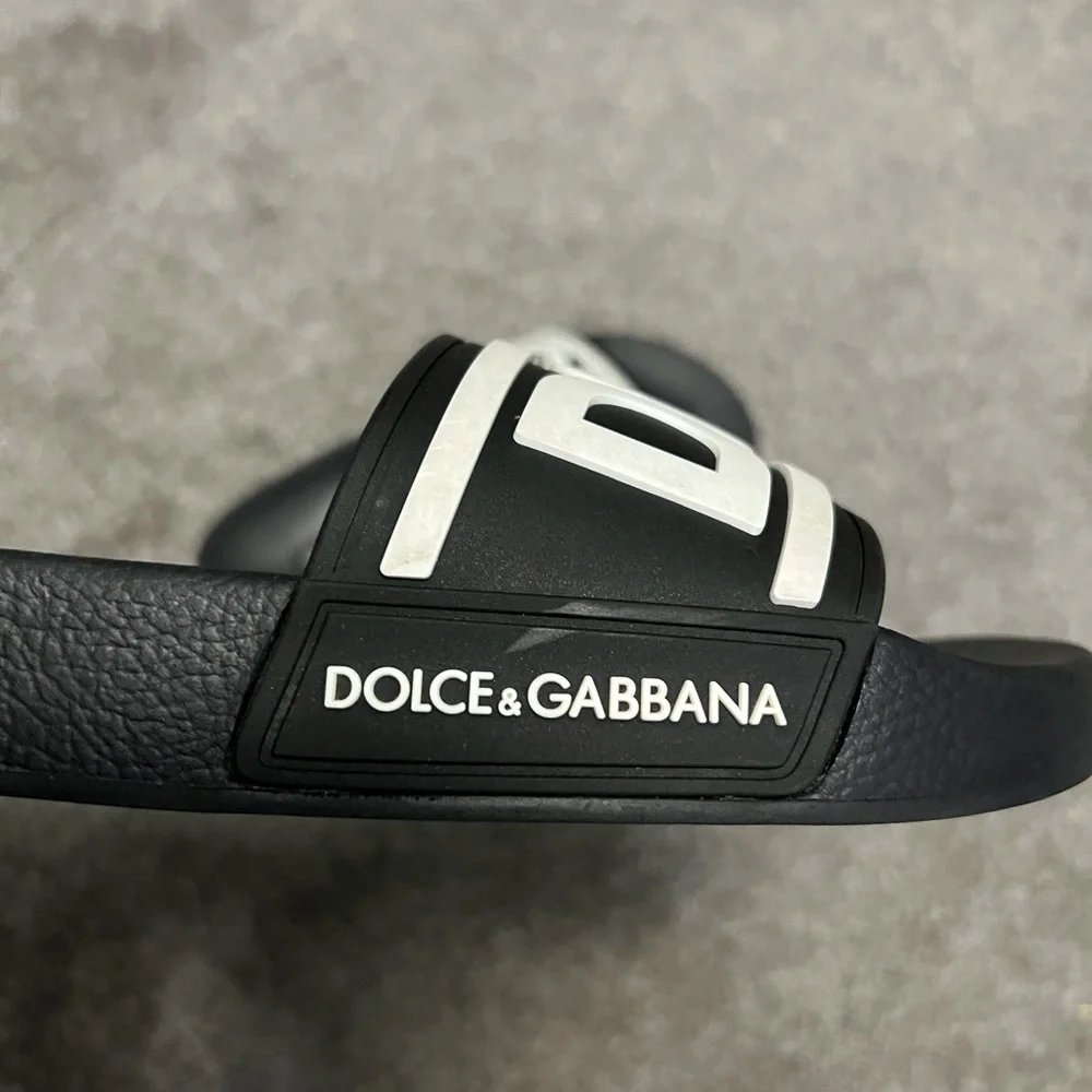 D&G Black & White Logo Slide Sandals - Picture 7 of 14